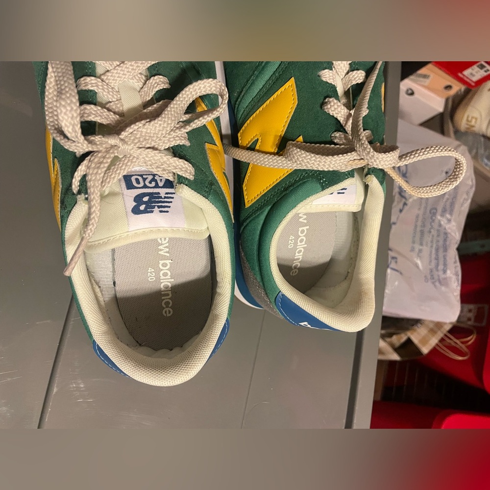 New Balance Men’s Green and Yellow Sneakers, size 13 - Picture 2 of 10